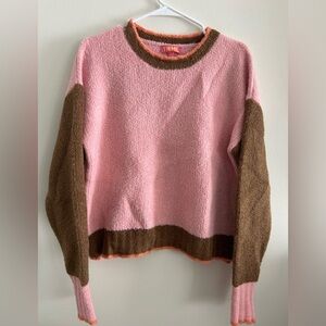 THML Pink and Brown Crew Neck Sweater